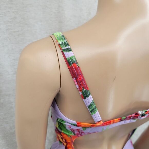Victoria's Secret Y2K Water Bra Purple Floral One Piece Swimsuit Women's Size 14 - Picture 5 of 16